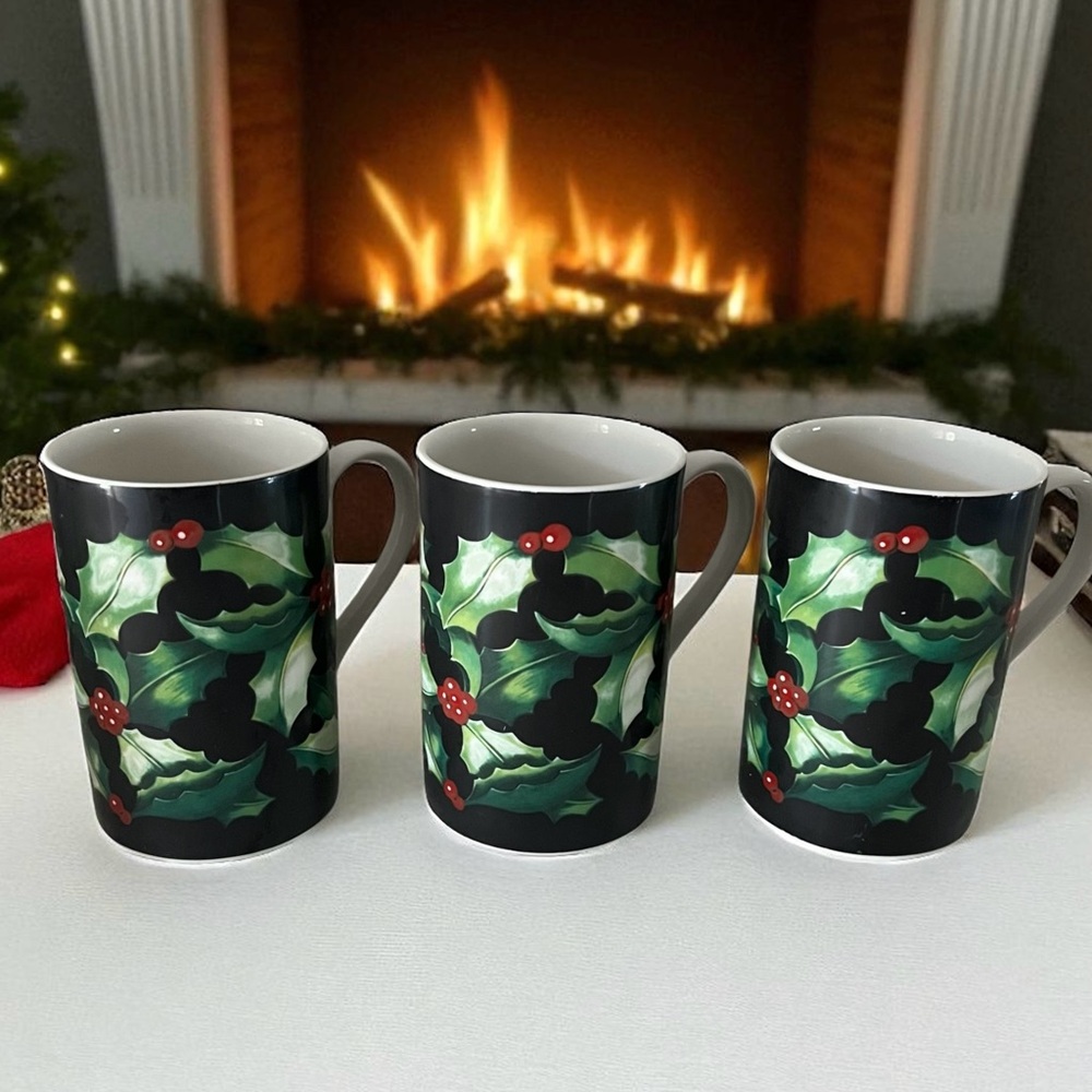 Set Of 3 Dunoon Holly Mugs designed by Caroline Bessey Designer Scottish Mug